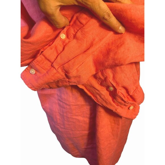 Ralph Lauren Linen Top Sz Large Women's Button-Down Lagenlook Barbie Pink Casual - Picture 5 of 5